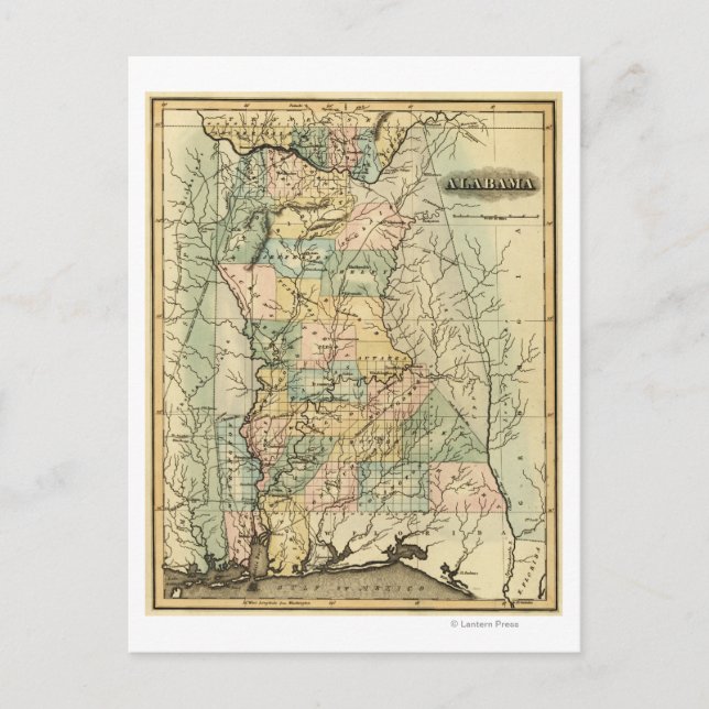 Cartão Postal AlabamaPanorâmica MapAlabama (Frente)