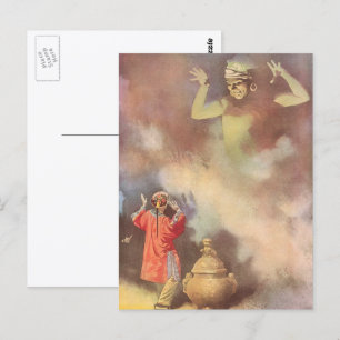 Cartão Postal Aladim Vintage e o Gênio da Lâmpada, Godwin