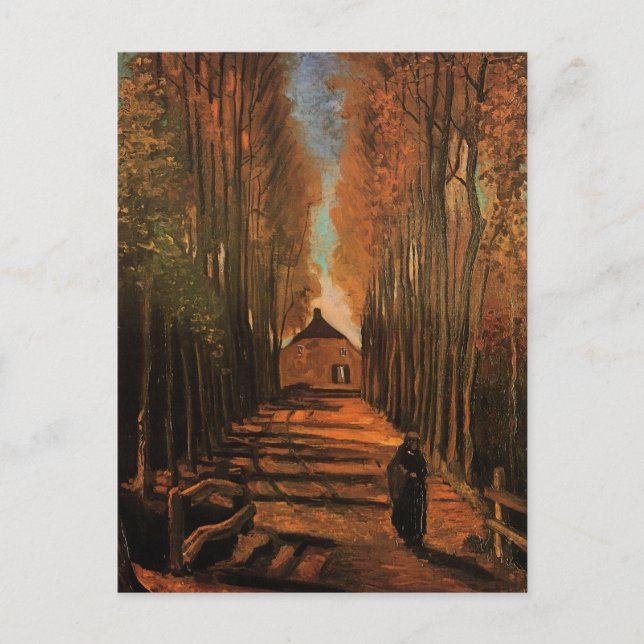 Cartão Postal Álamos em belas artes de Van Gogh do outono (Frente)