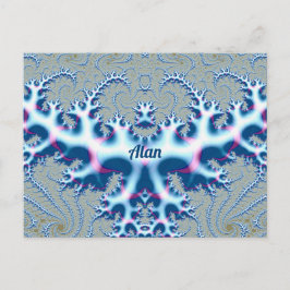 Cartão Postal ALAN ~ Icy White e Blue 3D Design Fractal ~
