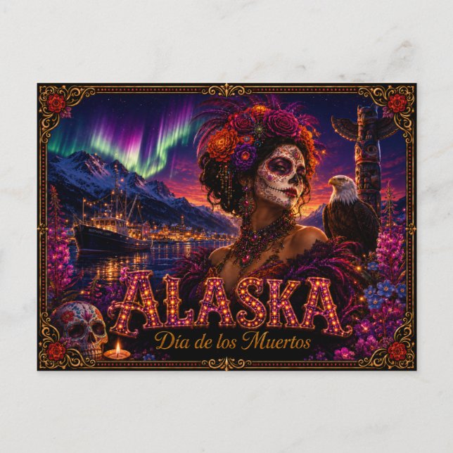 Cartão Postal Alasca Dia dos Mortos Retro (Frente)