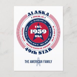 Cartão Postal Alasca, Juneau, AK, Patriótico, Monograma