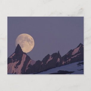 Cartão Postal Alasca, Montanhas Chugach Lua cheia nasce