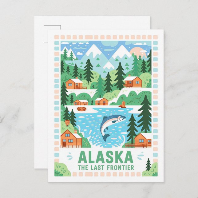 Cartão Postal Alaska, a última fronteira dos EUA, Viagem de Verã (Frente/Verso)