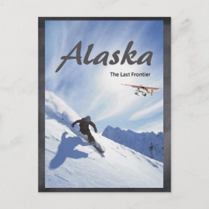 Cartão postal Alaska  avião de esqui montanha
