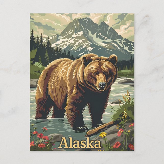 Cartão Postal Alaska Grizzly Bear (Frente)