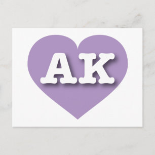 Cartão Postal Alaska Lavanda Heart - Eu amo AK
