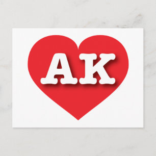 Cartão Postal Alaska Red Heart - Eu amo AK
