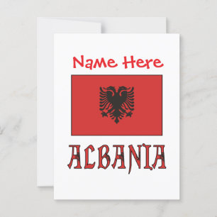 Cartão Postal Albânia Bandeira Albanesa Vermelha Personalizada