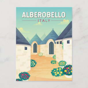 Cartão Postal Alberobello Itália  Arte de Viagem Vintage