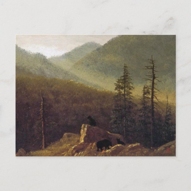 Cartão Postal Albert Bierstadt, Bears in Wilderness Postcard (Frente)