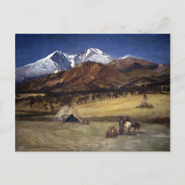 Cartão Postal Albert Bierstadt Indian Encampment (Frente)