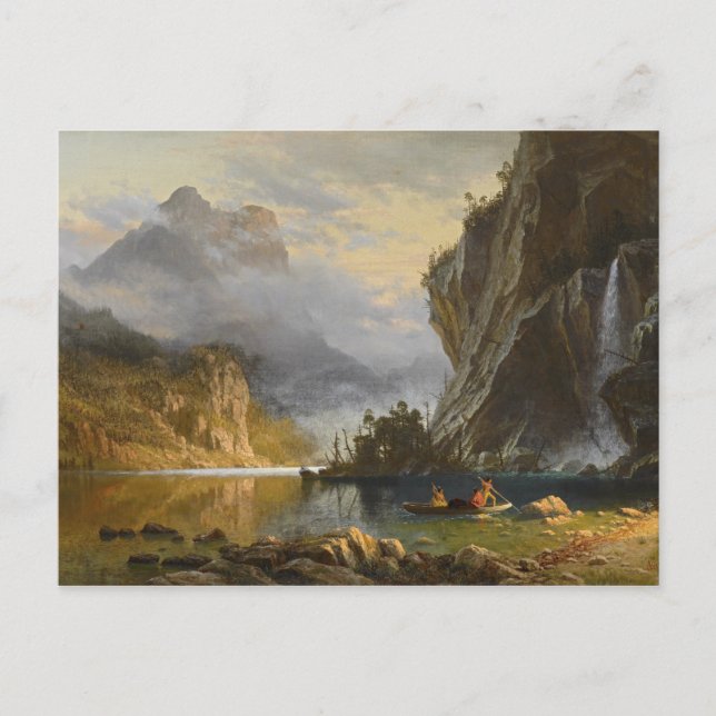 Cartão Postal Albert Bierstadt - Índios Pescando com Arpão (Frente)
