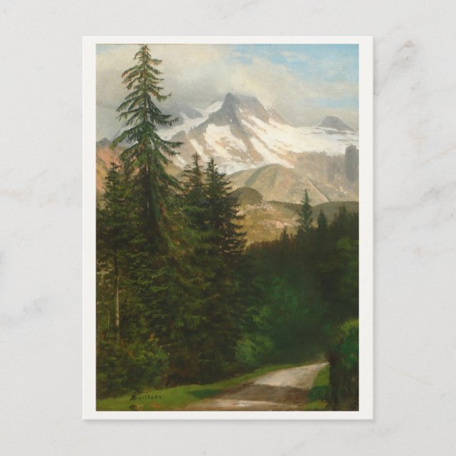 Cartão Postal Albert Bierstadt Pintando Neve no Alto País (Frente)