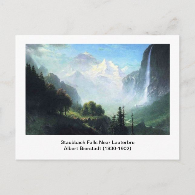 Cartão Postal Albert Bierstadt, Staubbach cai perto de lauterbru (Frente)