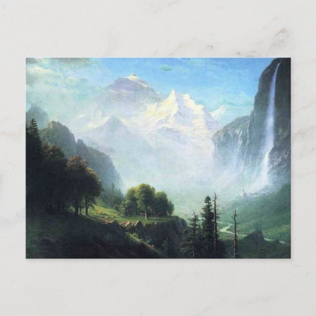 Cartão Postal Albert Bierstadt  Staubbach cai perto de Lauterbru (Frente)