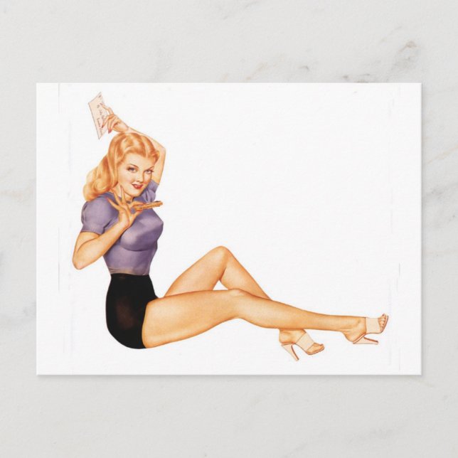 Cartão Postal Alberto Vargas Vintage Pin up (Frente)