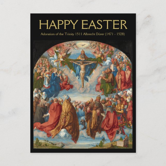 Cartão Postal Albrecht Dürer 1511 Adoração do Posto Trinity (Frente)
