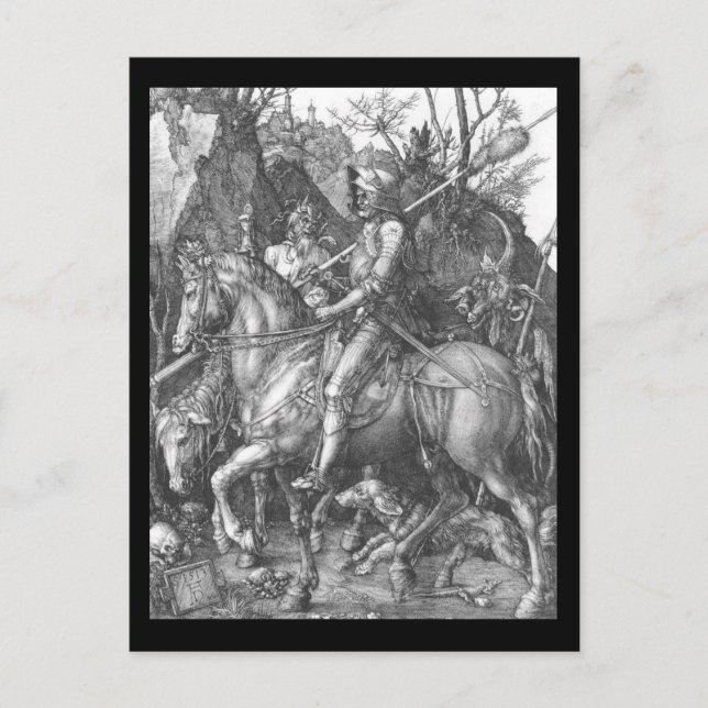 Cartão Postal Albrecht Durer Knight Death e o Diabo (Frente)
