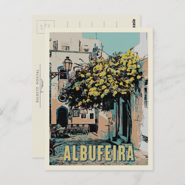 Cartão Postal Albufeira Old Town Pictureque View, Algarve (Frente/Verso)