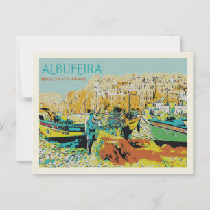 Cartão Postal Albufeira Pescadores Beach, Algarve, Portugal