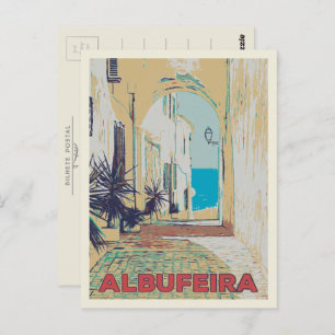 Cartão Postal Albufeira, rua antiga Algarve, Portugal