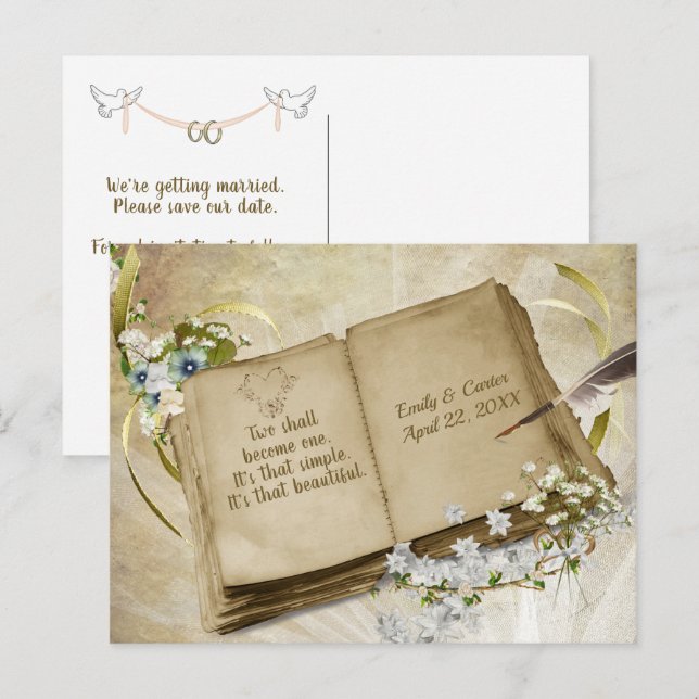 Cartão Postal Álbum de Casamento Save The Date (Frente/Verso)