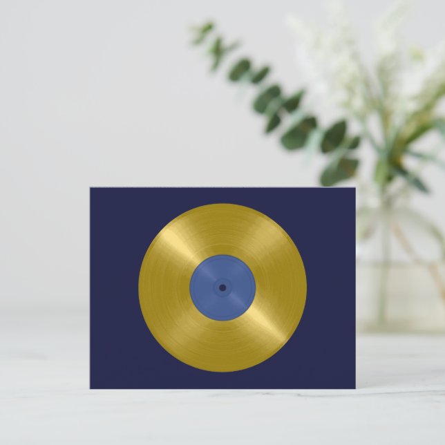 Cartão Postal Álbum Dourado do Vinyl Record (Em pé/Frente)