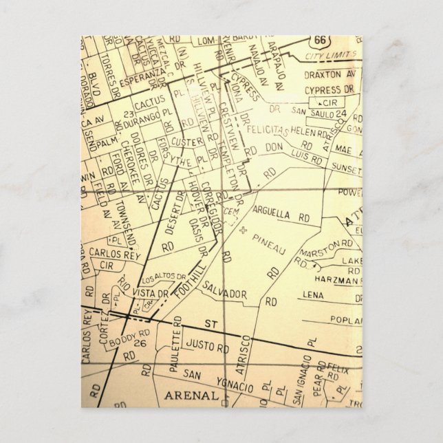Cartão Postal Albuquerque, Mapa de Vintagem NM (Frente)