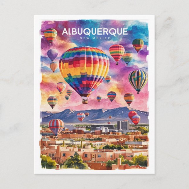 Cartão Postal Albuquerque Novo México Balões de Ar Quente (Frente)