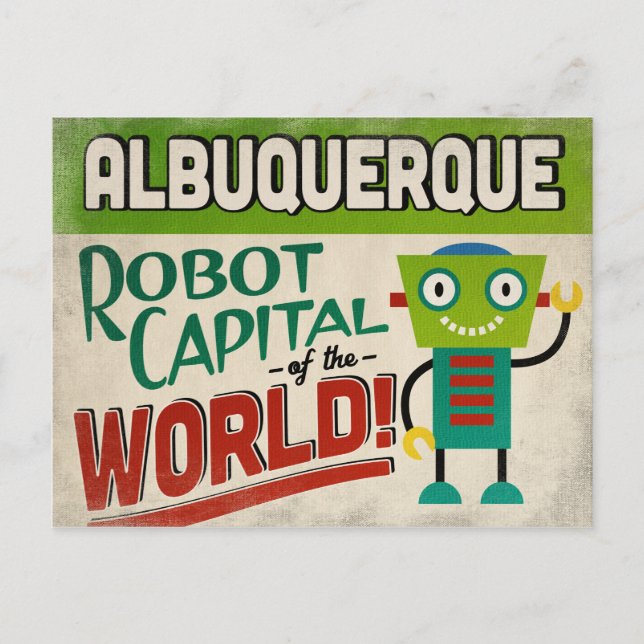 Cartão Postal Albuquerque Robot - Engraçado Vintage (Frente)