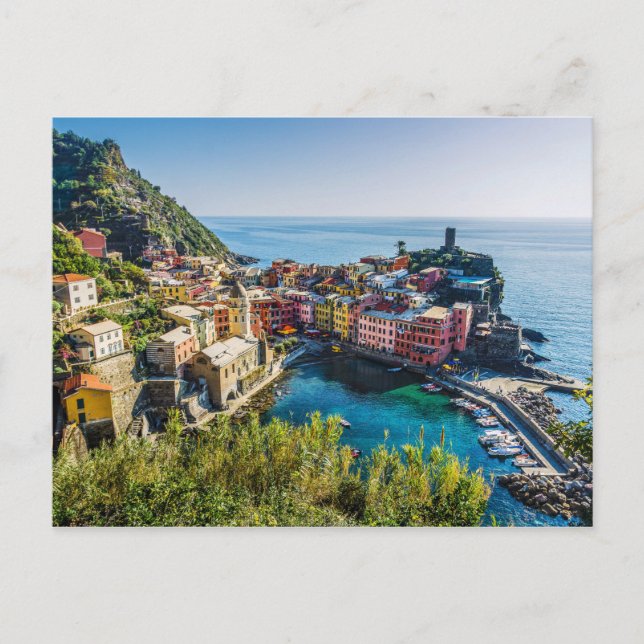 Cartão Postal Aldeia Cênica, Cinque Terre, Ligúria, Itália (Frente)