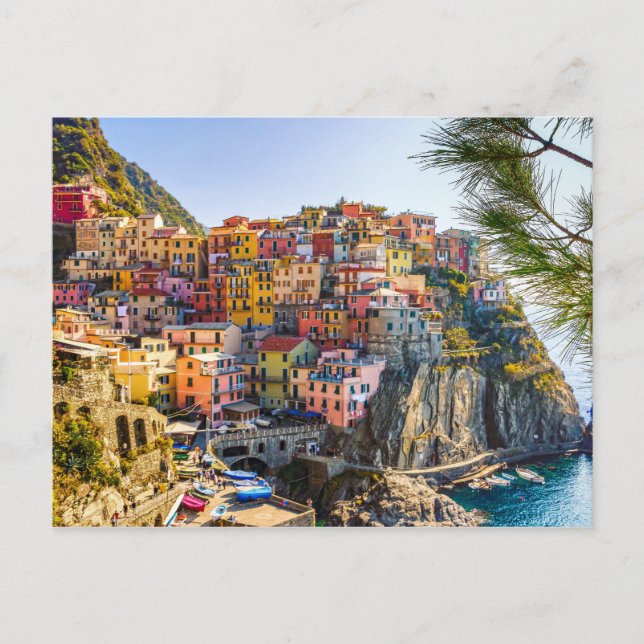 Cartão Postal Aldeia Cênica, Cinque Terre, Ligúria, Itália (Frente)