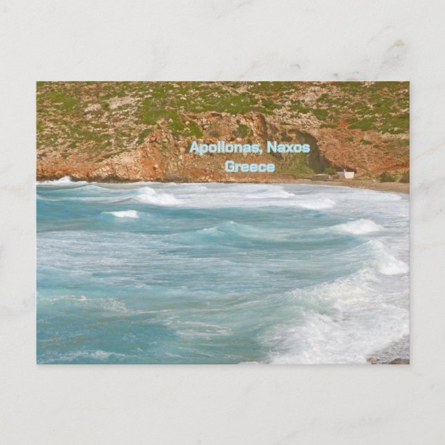 Cartão Postal Aldeia costeira Apollonas na ilha grega de Naxos (Frente)