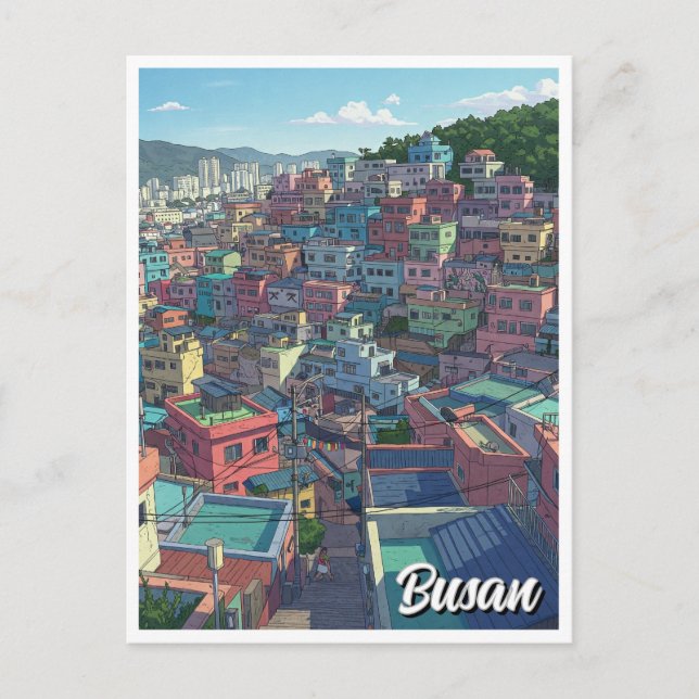Cartão Postal Aldeia Cultural de Jogo Viagem Busan (Frente)