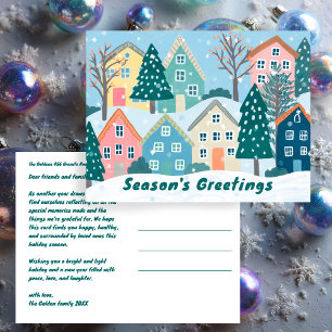 Cartão Postal Aldeia de Inverno Nevada Férias Natal PERSONALIZAD