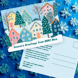 Cartão Postal Aldeia de Inverno Nevada Férias Natal PERSONALIZAD