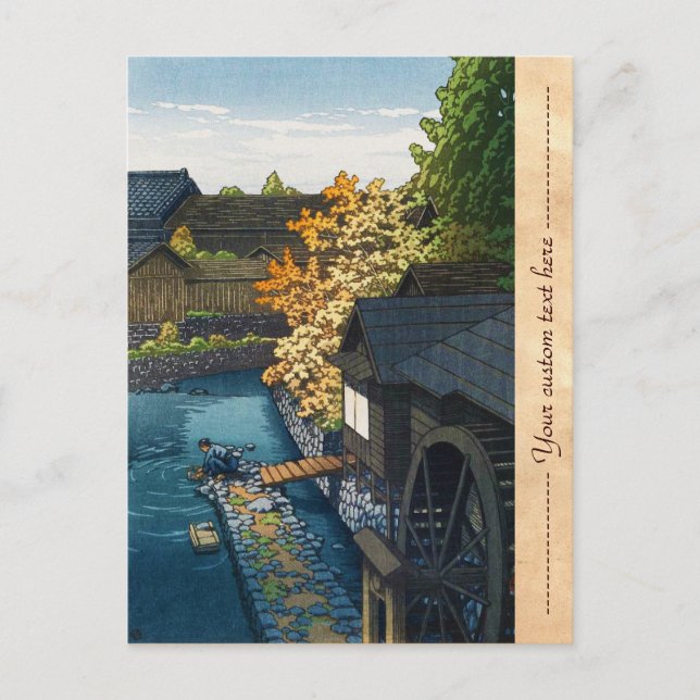 Cartão Postal Aldeia de Kawanishi, Província de Tochigi Hasui Ka (Frente)