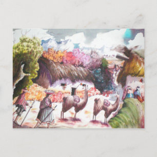Cartão Postal Aldeia de Llama Picture no Peru