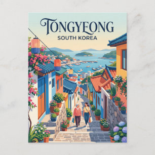 Cartão Postal Aldeia de Mural Dongpirang Beco Coreia do Sul