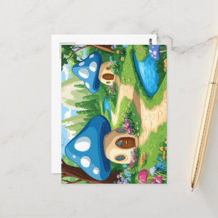 Cartão Postal Aldeia de Mushroom na floresta