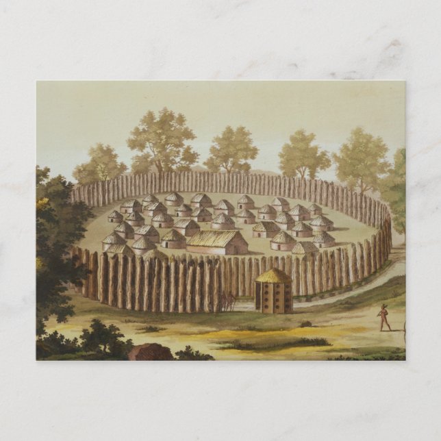 Cartão Postal Aldeia de uma Tribo Indígenas na Flórida, túmulo (Frente)