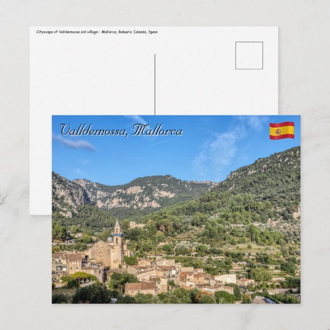 Cartão Postal Aldeia de Valldemossa - Maiorca, Espanha (Frente/Verso)