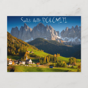 Cartão Postal Aldeia Dolomites no outono italiano
