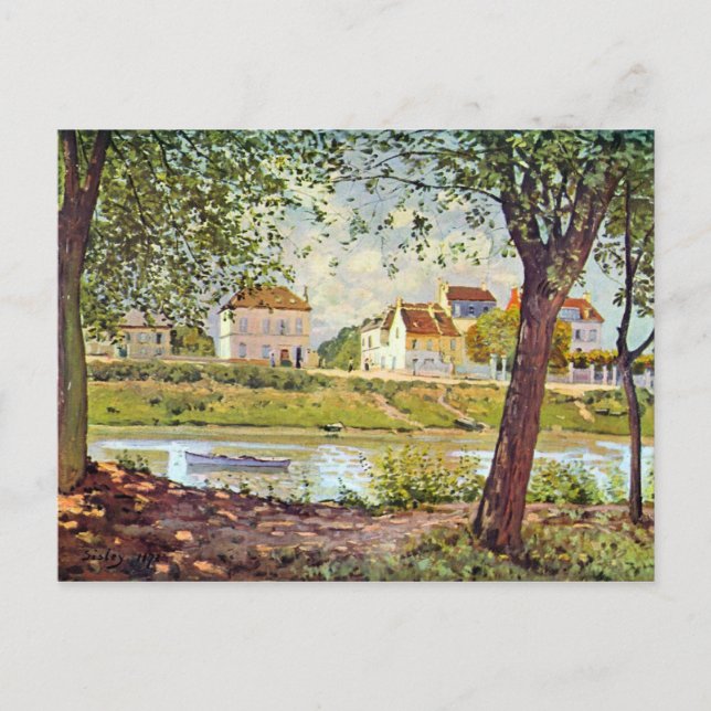 Cartão Postal Aldeia nas margens do Sena por Alfred Sisley (Frente)