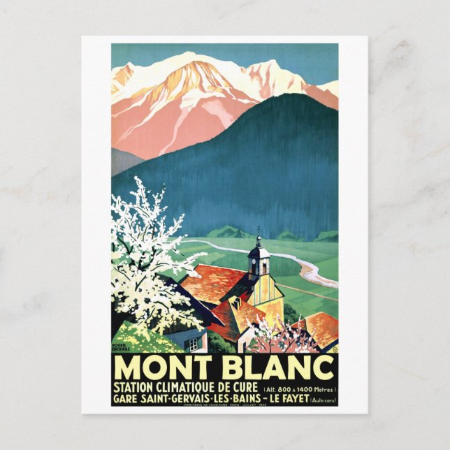 Cartão Postal Aldeia no Mont Blanc, França (Frente)