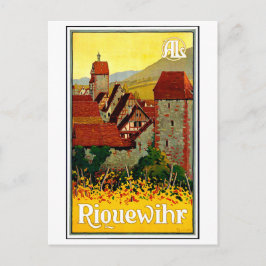 Cartão Postal aldeia Riquewihr, Alsácia, França, viagem vintage