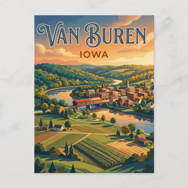 Cartão Postal Aldeias de Van Buren EUA (Frente)