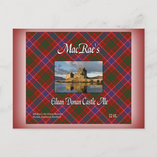 Cartão Postal Ale do Castelo Eilean Donan de MacRae (Frente)