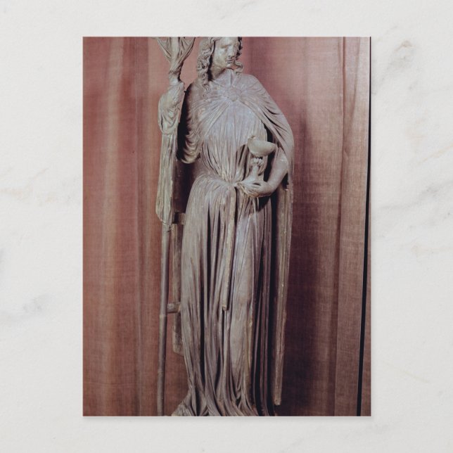 Cartão Postal Alegada figura da igreja que segura um cálice (Frente)